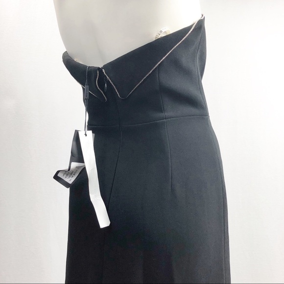 Halston Heritage Black Dress Size 2 Deep V Long Cocktail Party Prom - Picture 6 of 6